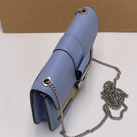 COACH Georgie Crossbody In Signature Canvas LIGHT KHAKI/MARBLE BLUE - Picture 8 of 14